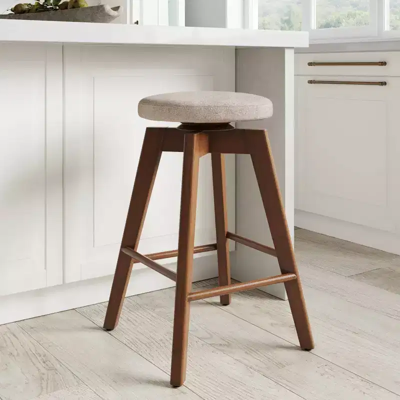 Wood Swivel Cushion Counter Height Barstool – Armless, Fixed Height, 250 lb Capacity