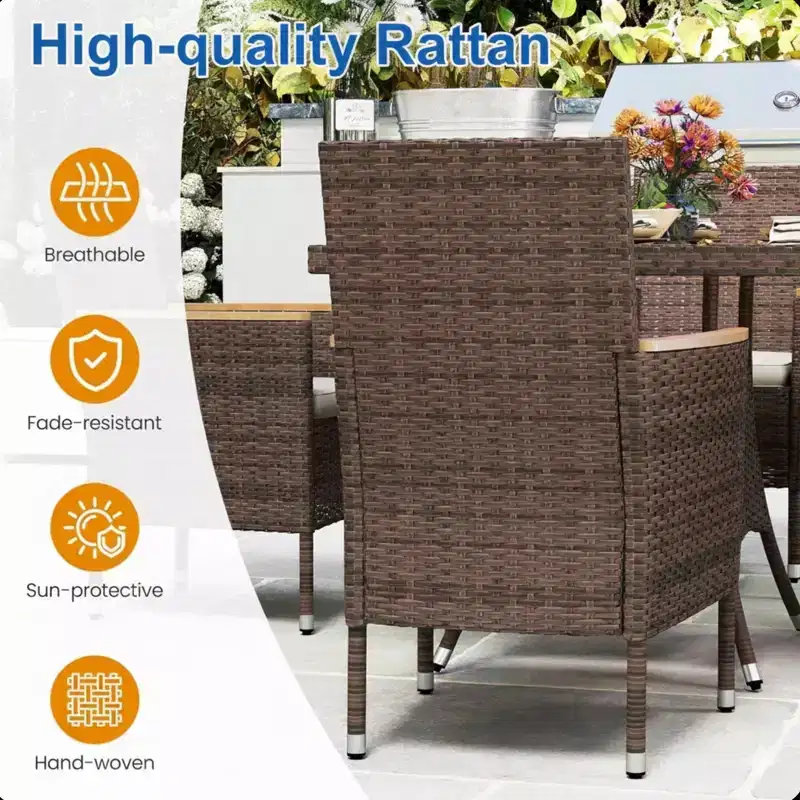 4-Piece All-Weather Rattan Patio Dining Chair