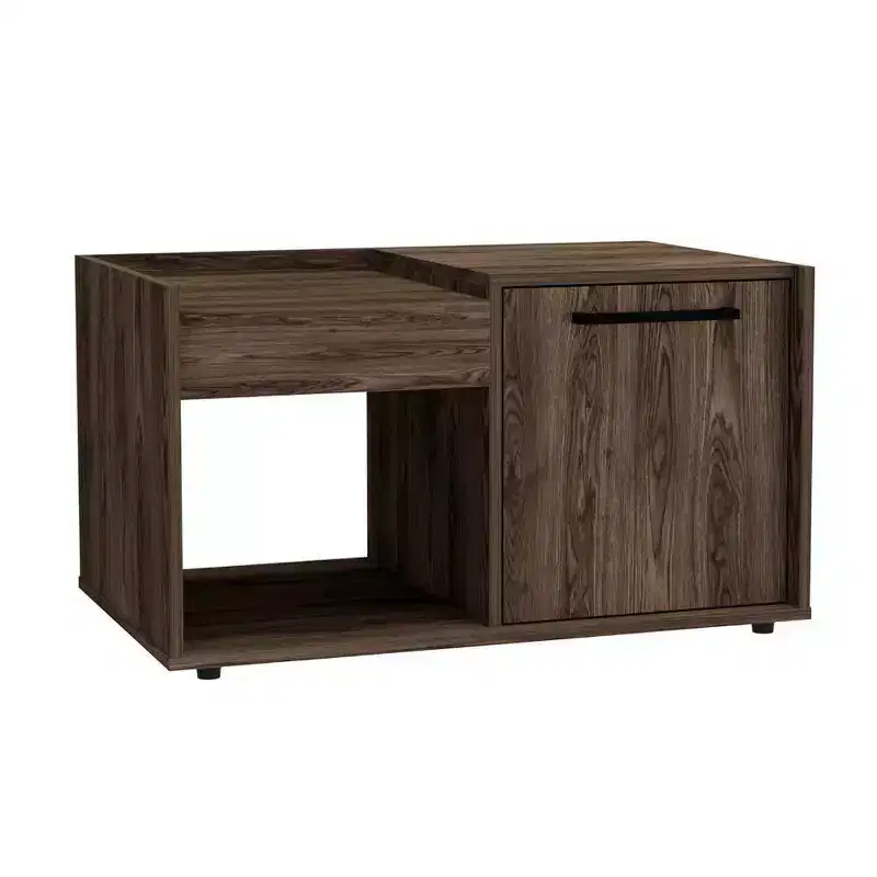 Siena Coffee Table Dark Walnut - Boahaus: With Drawer, Lower Shelf, Modern Ergonomic Design