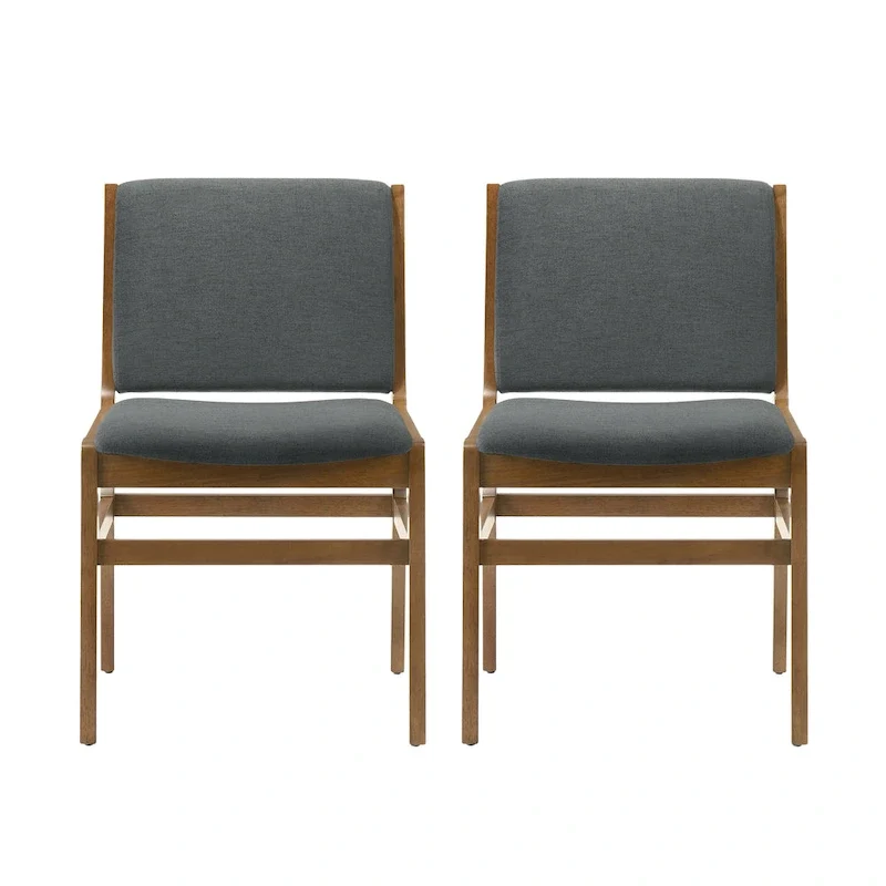 Contemporary Upholstered Dining Chair with Rubberwood Frame, Set of 2