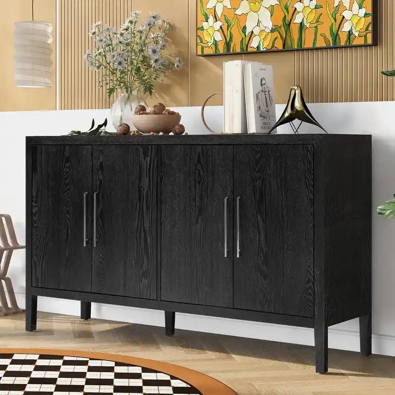 Wood Sideboard with 4 Metal Handles, 3 Colors