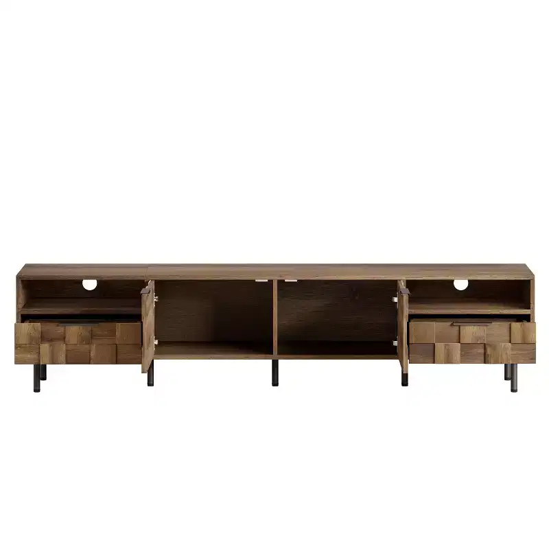 GDFStudio Amiri Mid Century Modern TV Stand with 2 Drawers and Cable Management