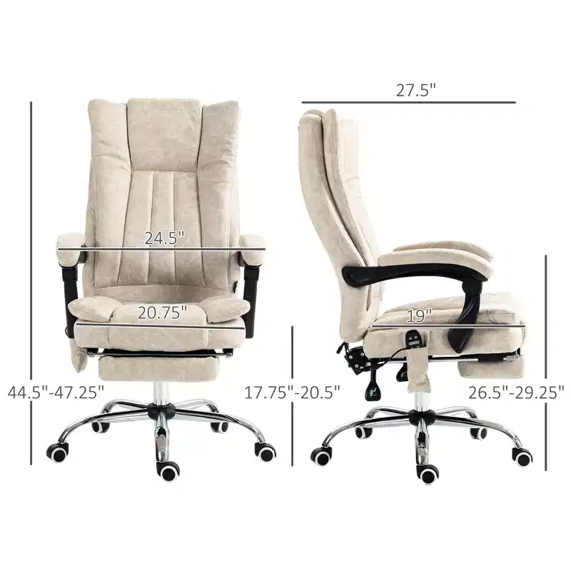Massage Office Chair with 6 Points and Heat, Reclining Computer Chair with Adjustable Height and Footrest