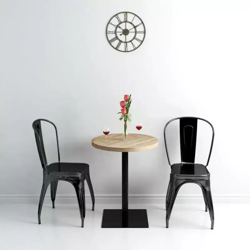vidaXL Bistro Table Kitchen Bar Table Dining Room Table Engineered Wood and Steel Round - Oak  23.6 x 29.5
