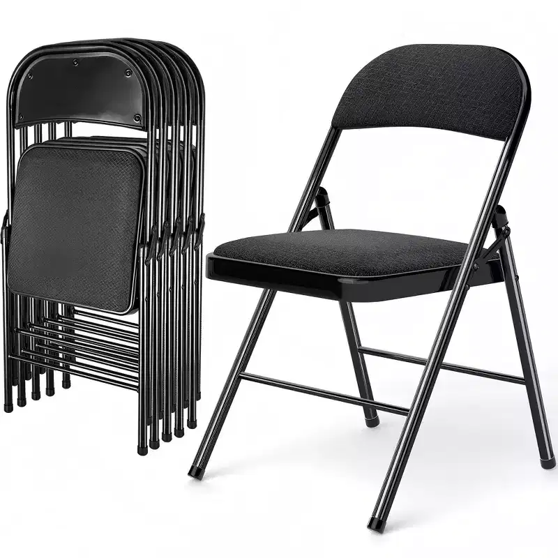 SUGIFT 6 Pack Folding Chairs Fabric Cover Padded Folding Chair with Durable Steel Frame