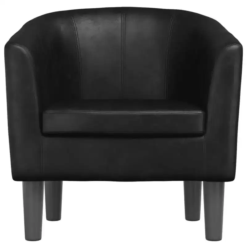vidaXL Tub Chair - Black Faux Leather Single Durable Accent Chair