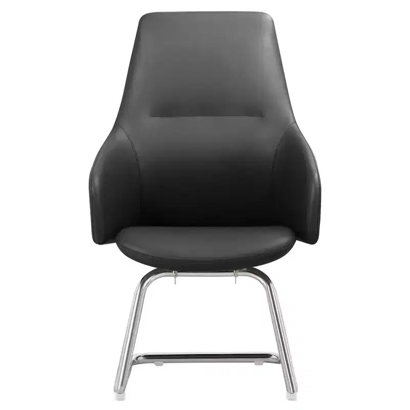 Ergonomic Faux Leather Office Chair Iron Sled Base Adjustable Height 330 lbs Capacity