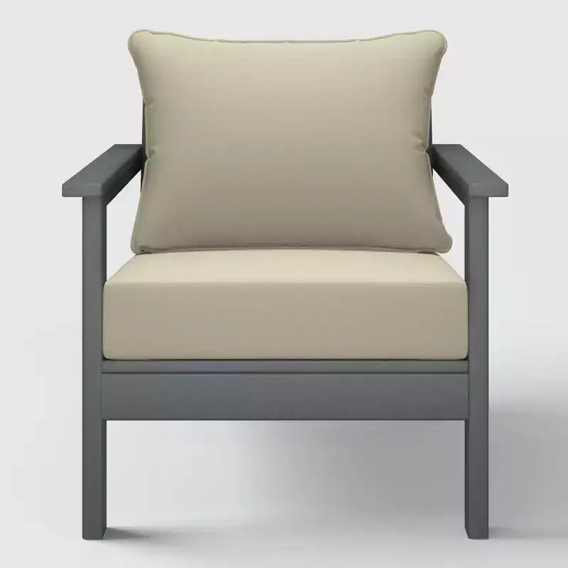 WestinTrends Avalon Gray Outdoor Modern HDPE Patio Club Chair with Deep Seat Cushions
