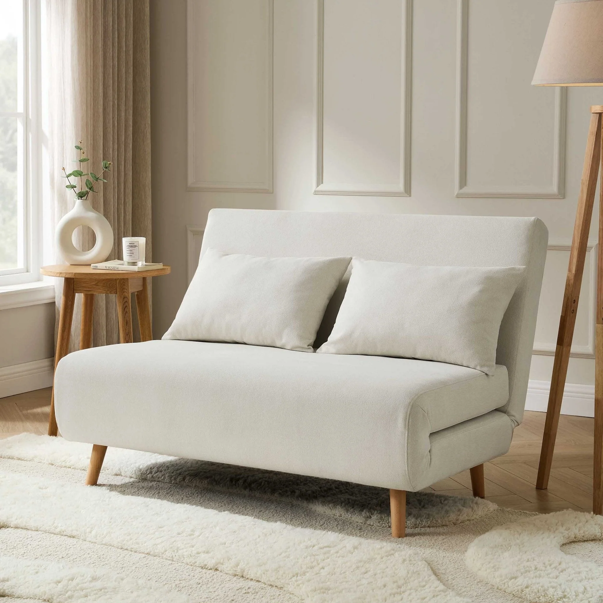Double Sofa Bed - Cream Linen