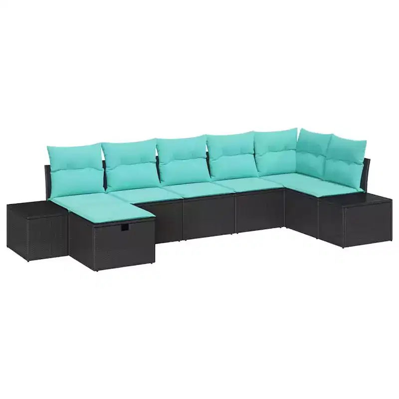 vidaXL Garden Sofa Set with Cushion 7 pcs Brown Poly rattan