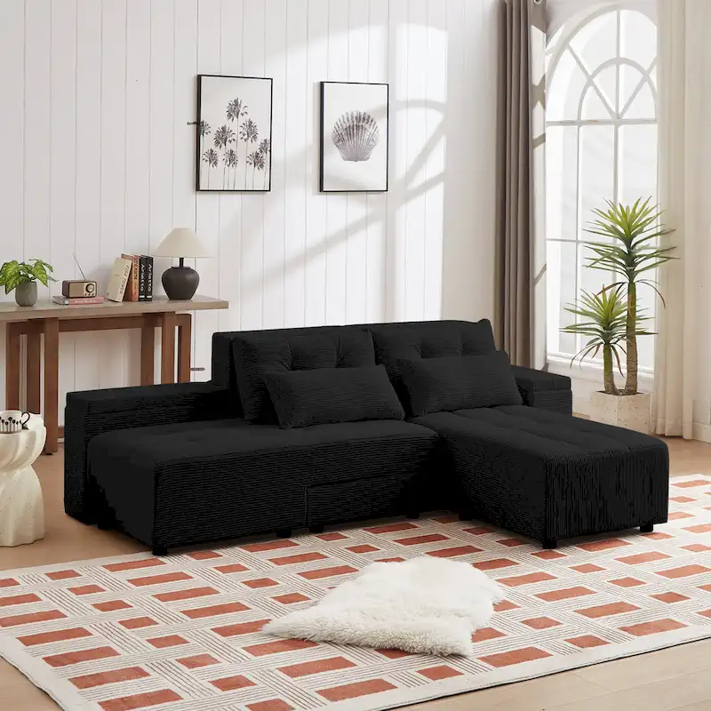 Emerson Modular Corduroy 3-Seater Sofa with Storage and Customizable Design