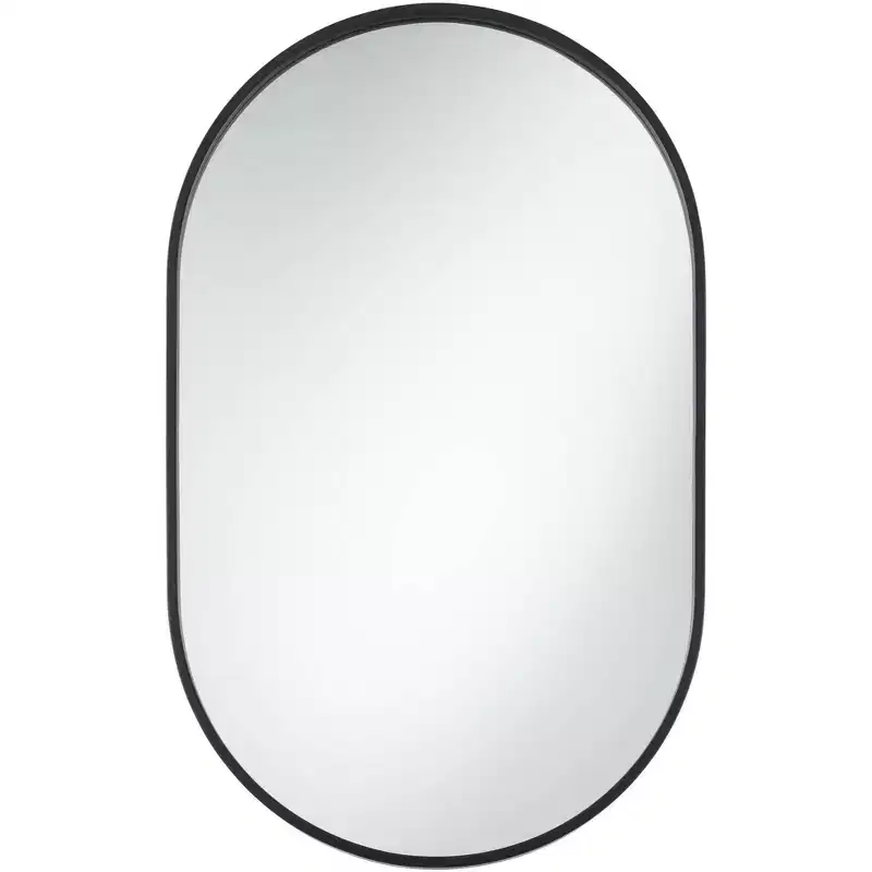 Uttermost Rapido Oval Vanity Decorative Wall Mirror Modern Matte Black Iron Frame 24 Wide for Bathroom Bedroom Living Room Home Office House Entryway