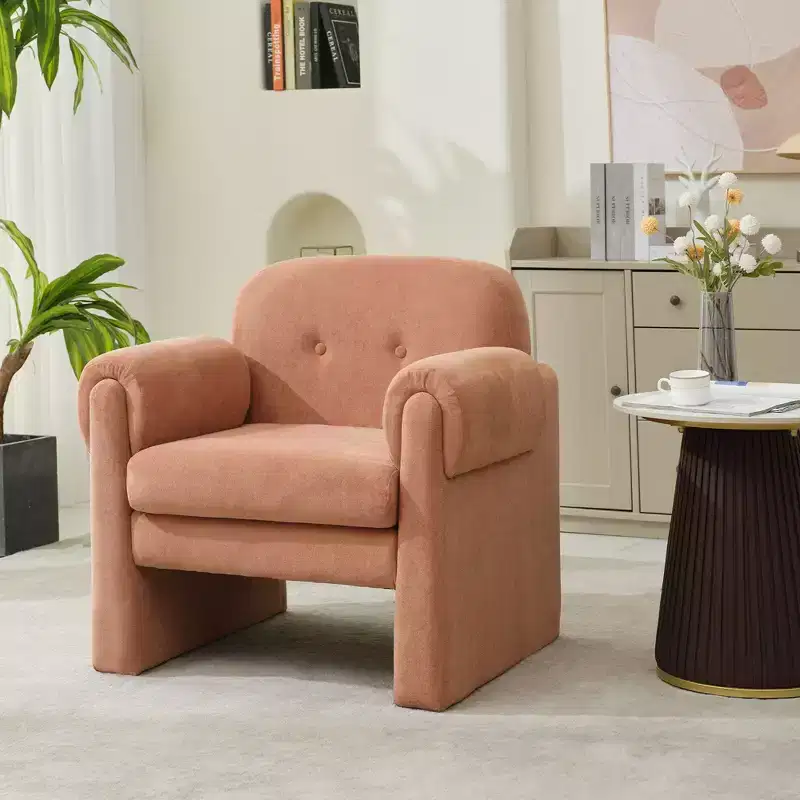 Fluffy Cloud Upholstered Accent Armchair Set of 2 Velvet Ergonomic Bedroom Reading Chair