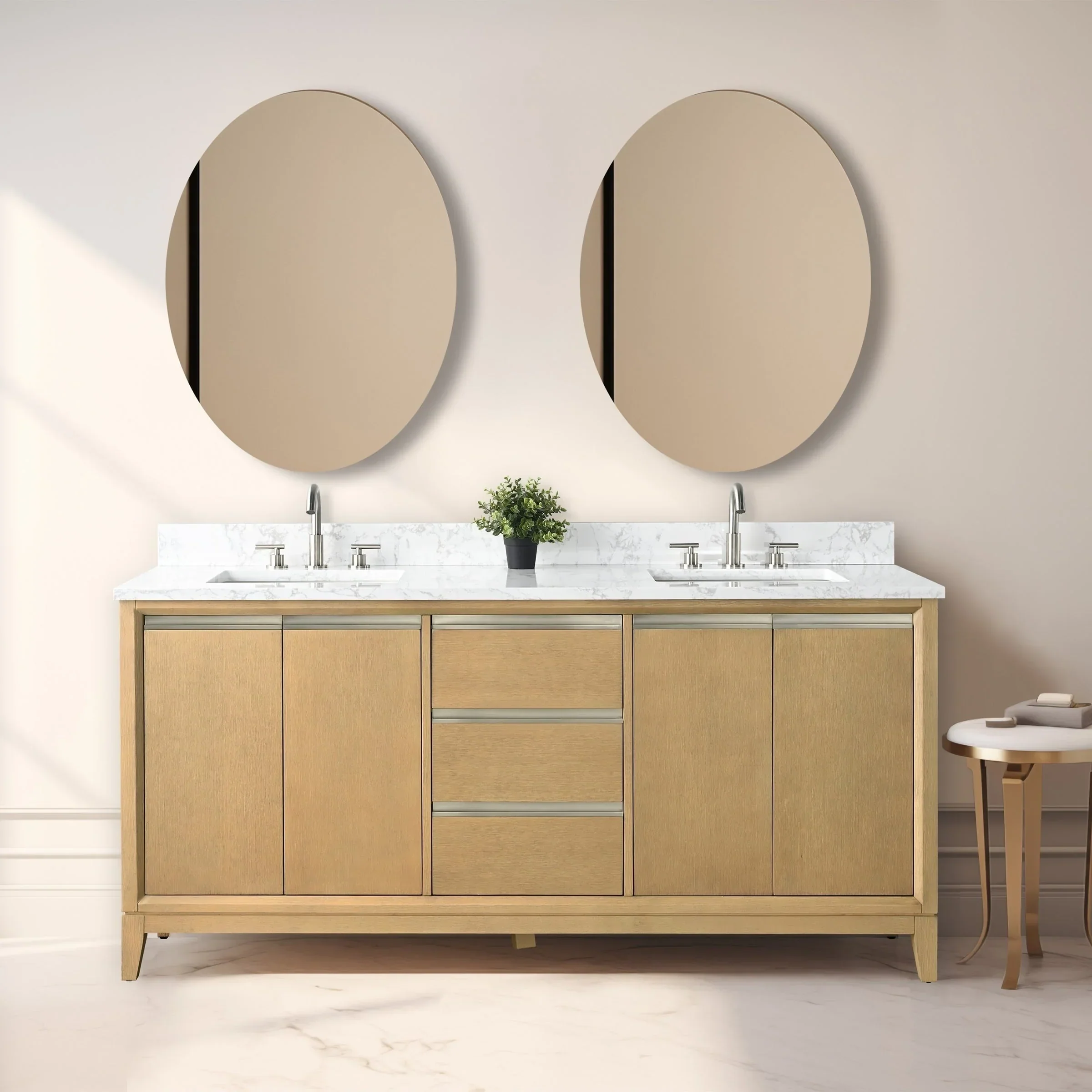 Vanity Art Bathroom Vanity with Ceramic Sink and Engineered Marble Top