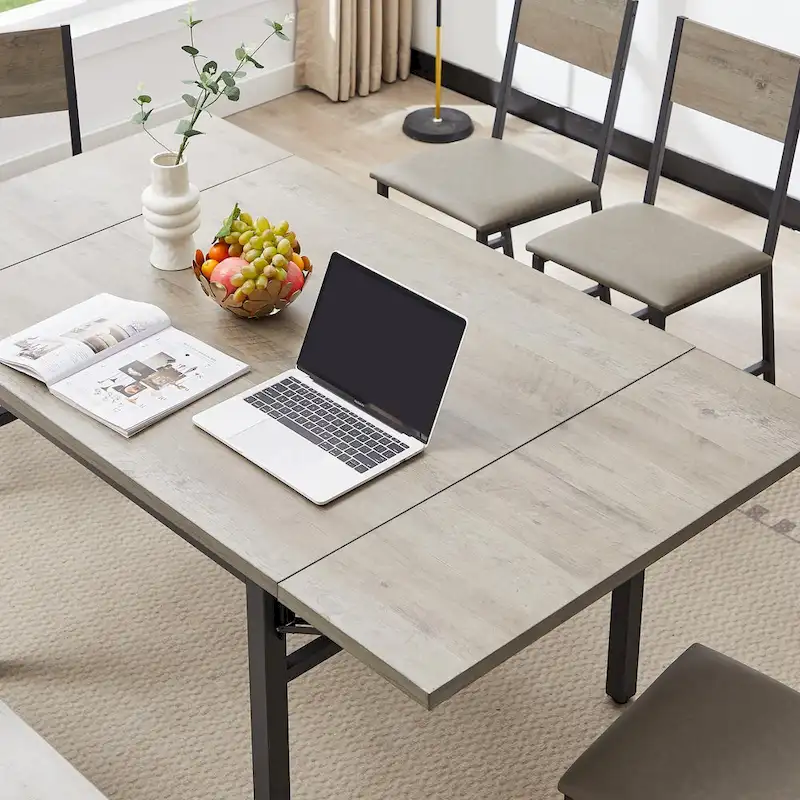 Industrial Folding Dining Table with Steel Frame