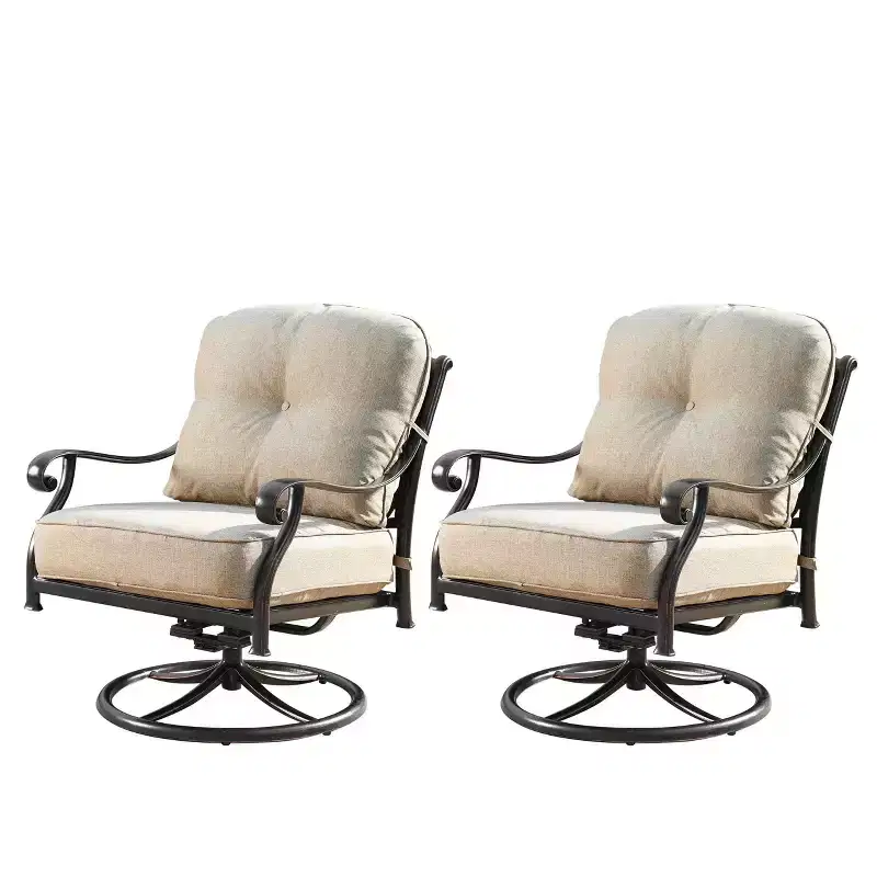 2pk Aluminum Outdoor Deep Seating Swivel Rocking Club Chairs: Weather-Resistant, UV-Protected - Oakland Living