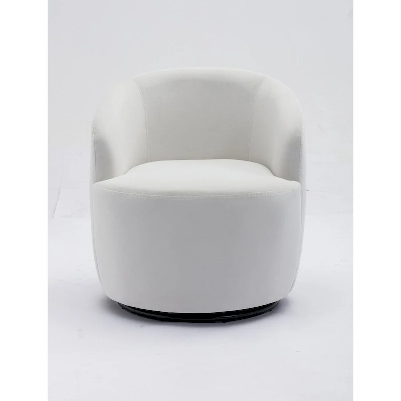 Velvet Fabric Swivel Barrel Chair with Black Powder Coating Metal Ring