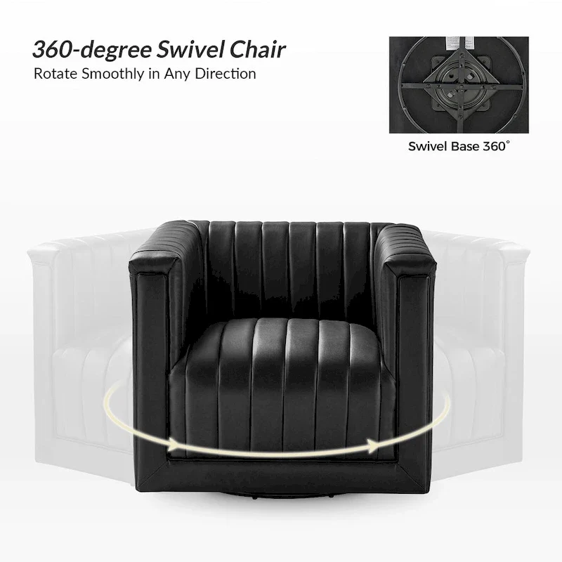 Esteban Modern Leather Upholstered Swivel Barrel Chair by HULALA HOME
