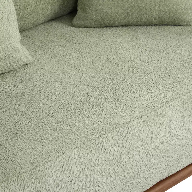 Christopher Knight Home Jose 82 " Set of 2 Rubberwood Boucle Upholstered 3 Seater Curved Sofa with Pillows Light Green