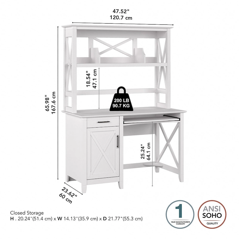 Key West 48W Small Computer Desk with Hutch by Bush Furniture