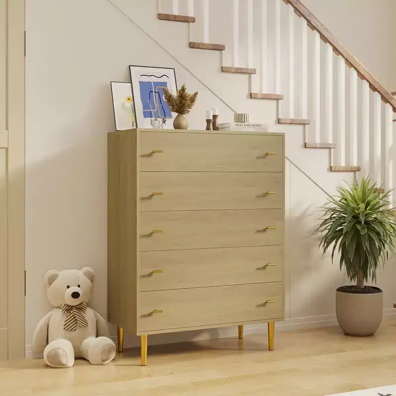 Farmhouse Dresser for Bedroom, Dresser Wood Rustic Chest, Bar Handles, Vintage Modern Design, Spacious Organizer for Bedroom, Living Room