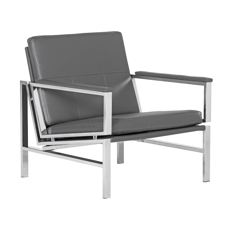 Strick & Bolton Regina Metal and Bonded Leather Mid Century Accent Chair