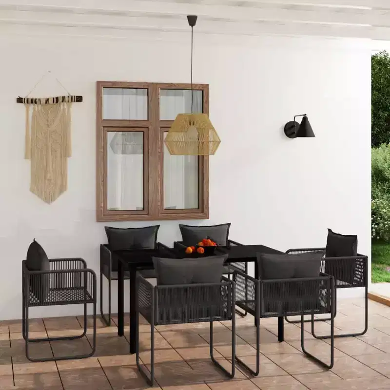 vidaXL Patio Dining Set with Cushioned Chairs