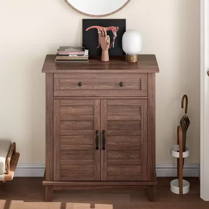 Modern Sideboard Buffet Cabinet with 3-Tiers Adjustable Shelf with 7 Gears,Kitchen Storage Cabinet with a Large Drawer for Dining Room, Entryway