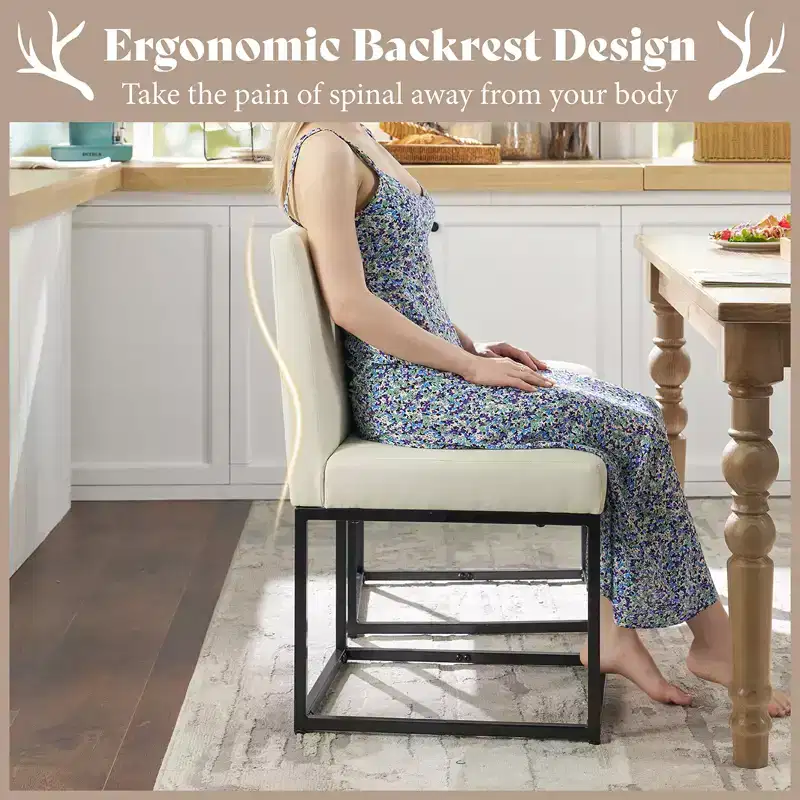 AMERLIFE Mid Century Linen Dining Chairs Set of 6, Modern Upholstered Dinner Chairs