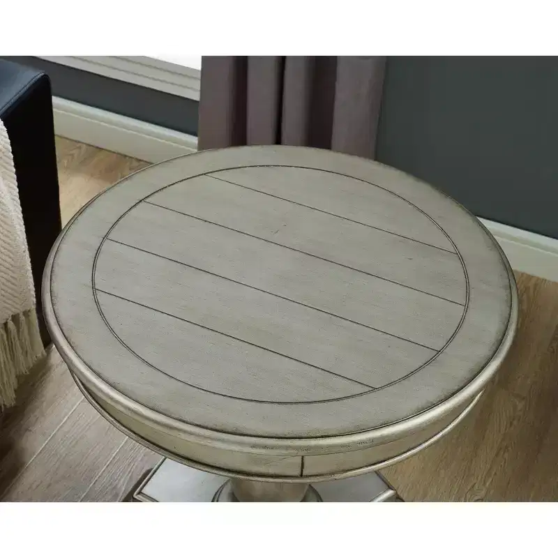 Wood Veneer Round Pedestal Side Table 26'' Diameter — Champagne