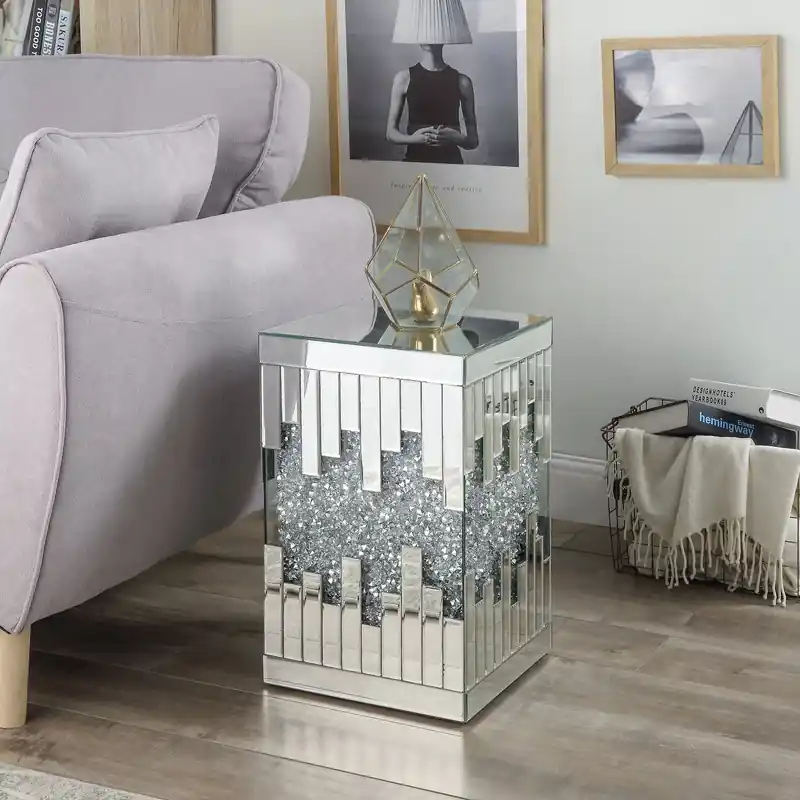 12 Mirrored Accent Table with Crystals