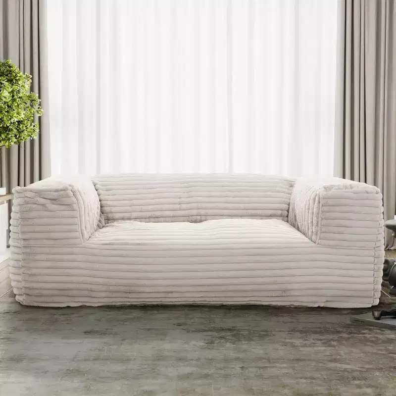 Taupe Corduroy Foam Bean Bag Sofa