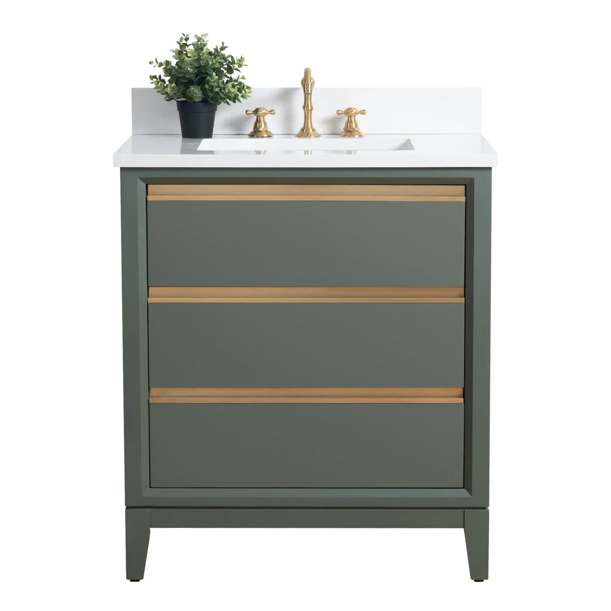 Vanity Art Bathroom Vanity with Ceramic Sink and Engineered Marble Top