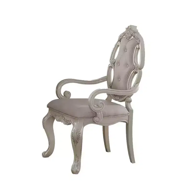 23" Ragenardus Dining Chair Fabric and Antique White Finish