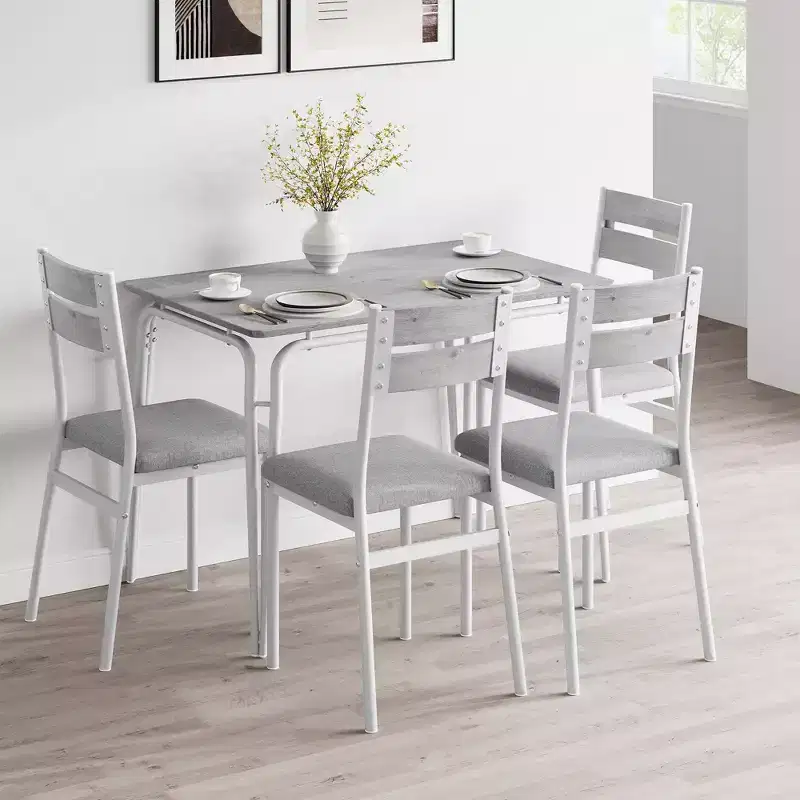 GustoWave 5 Piece Dining Table Set, with 4 Upholstered Chairs