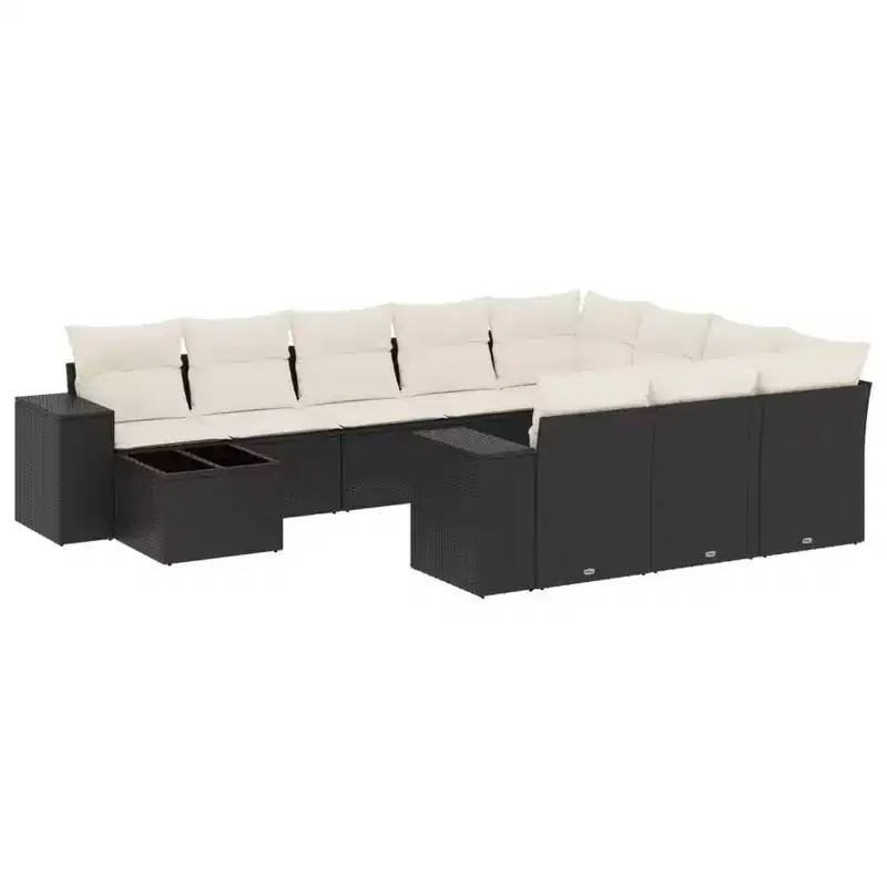 vidaXL 11 Piece Patio Sofa Set with Cushions, Poly Rattan Modular Outdoor Sectional