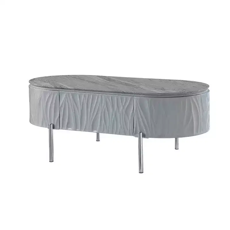 Acme Furniture Yukino Coffee Table Gray/Chrome Finish