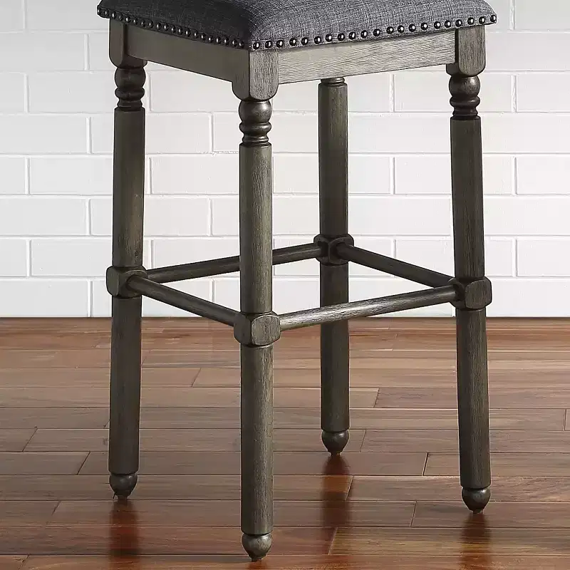 Roundhill Furniture Arnhem Gray Upholstered Bar Stools, Set of 2