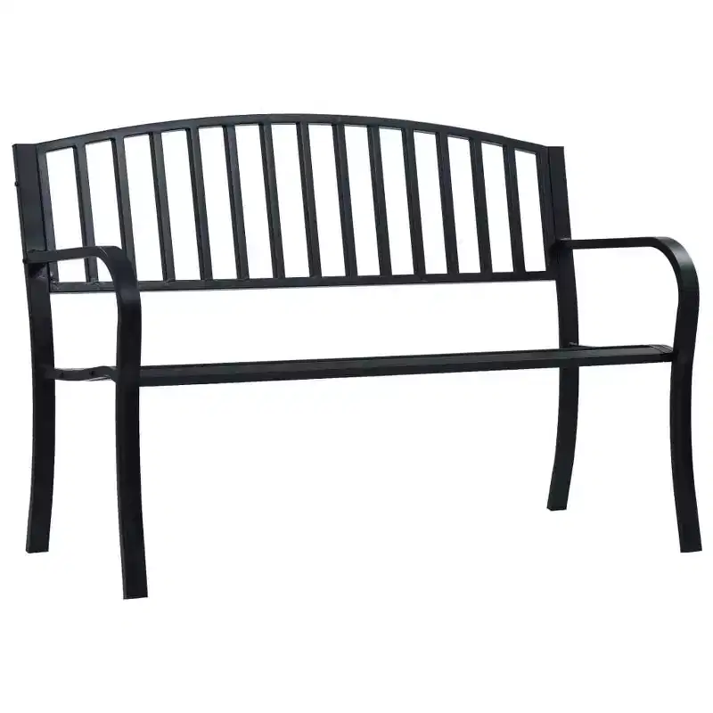 vidaXL Outdoor Patio Bench Park Outdoor Garden Bench for Yard Porch Steel - Black