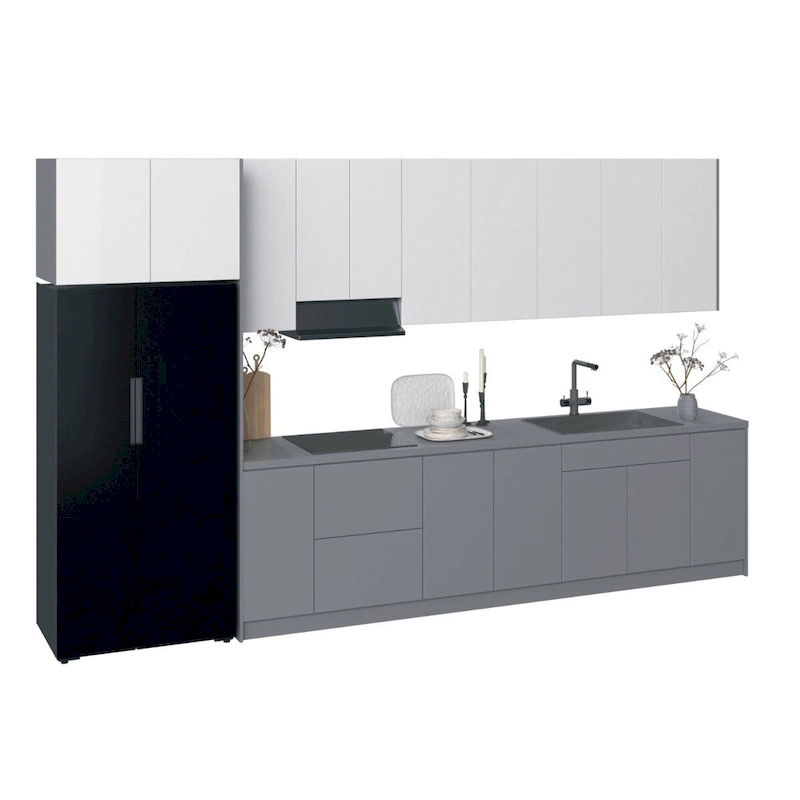 Kitchen Timeless Collection Gray & White Gloss Color Base Size 13Ft Wide - 157x24
