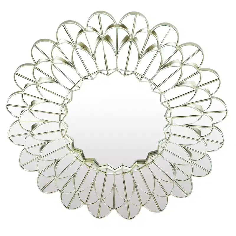 31 Champagne Gold Sunflower Round Wall Mirror