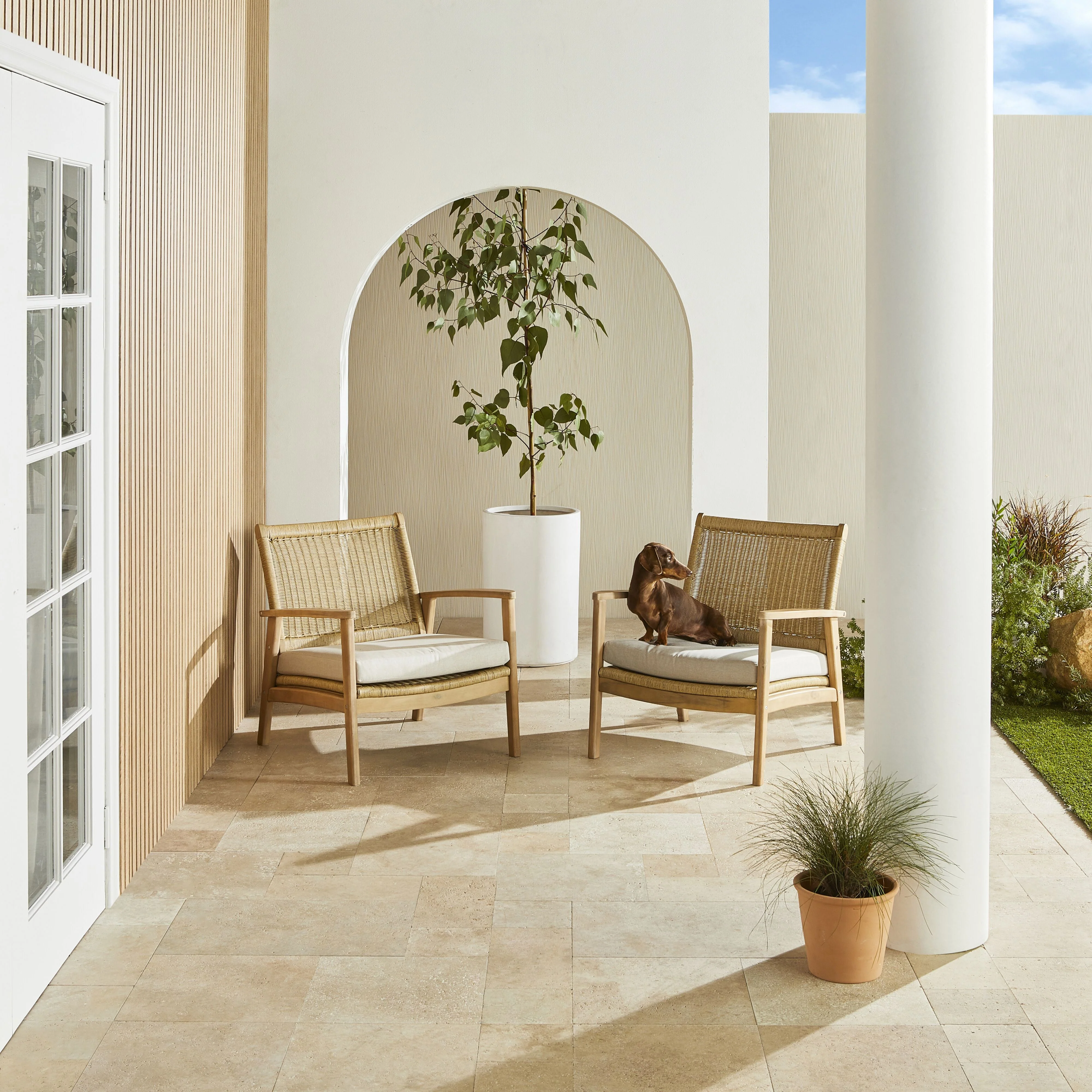 Wicker Outdoor Occasional Chair Natural Timber