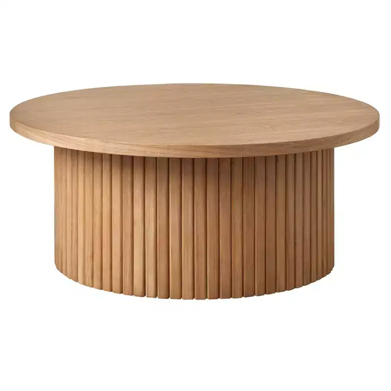 Lifestorey Kendrick 13" Low Profile Fluted Round Coffee Table Light Oak