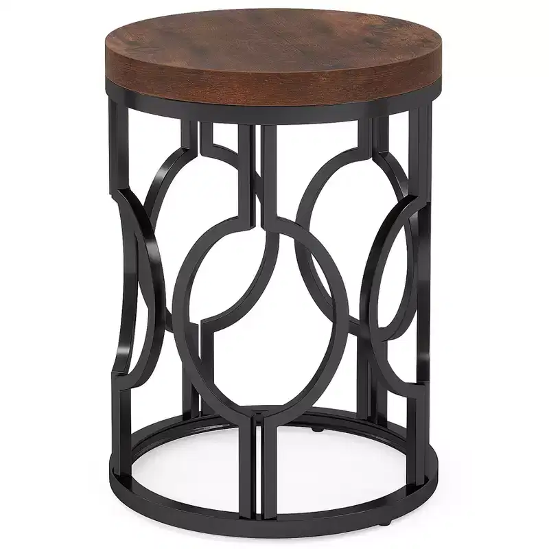 Tribesigns Round End Table with Metal Hollow Frame