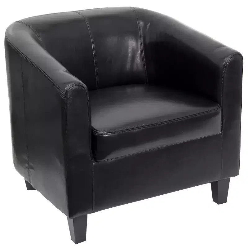 Leather Lounge Chair with Sloping Arms
