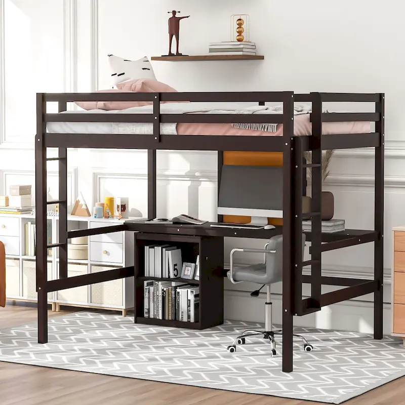 Full Pine Loft Bed with Desk and Writing Board