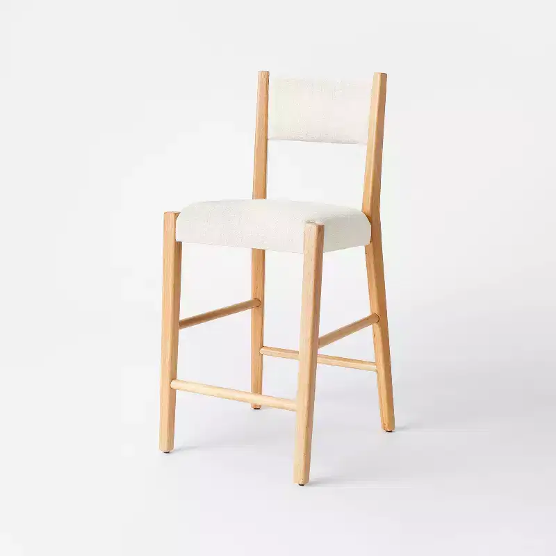 2pk Yalecrest Upholstered Seat and Back with Wood Frame Counter Height Barstools Cream/Natural - Threshold™ designed with Studio McGee