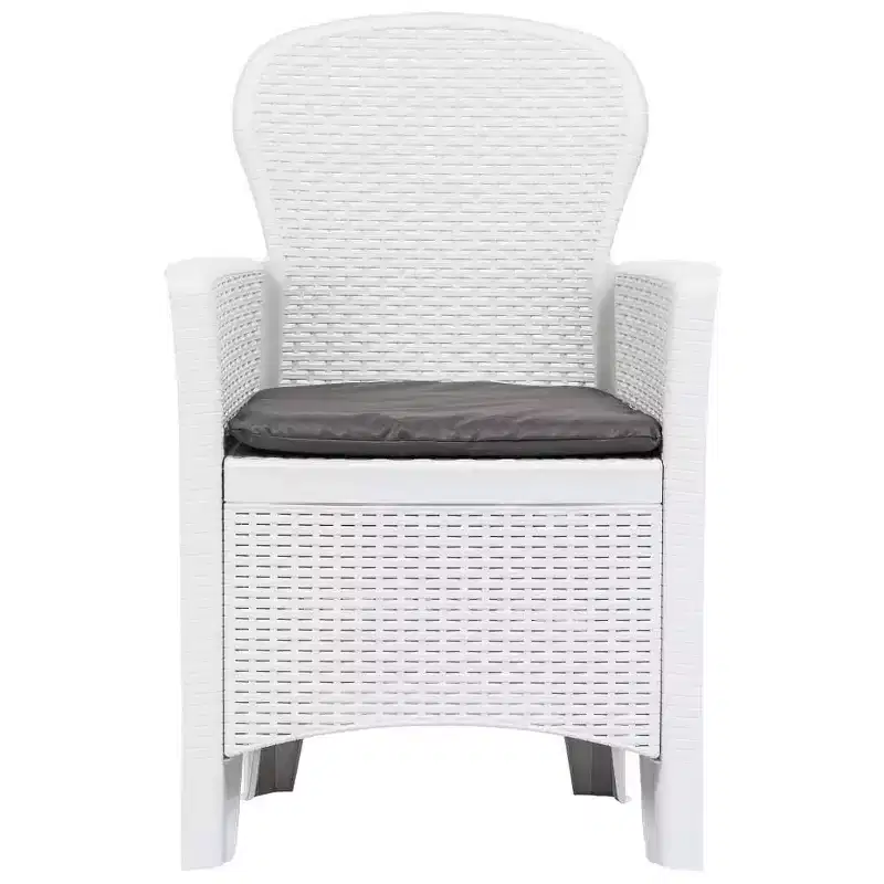 vidaXL Patio Chairs 2 Pcs Dining Single Chair with Cushion Plastic Rattan Look