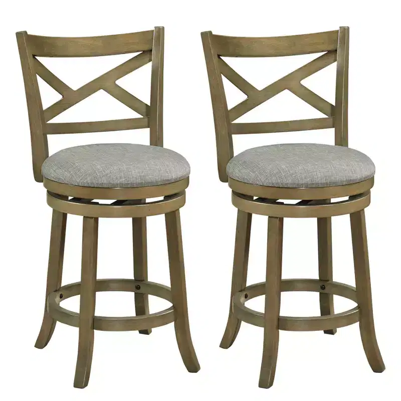 Swivel Bar Stools Set of 2/4, 25 Counter Height Barstools with Backrests for Kitchen
