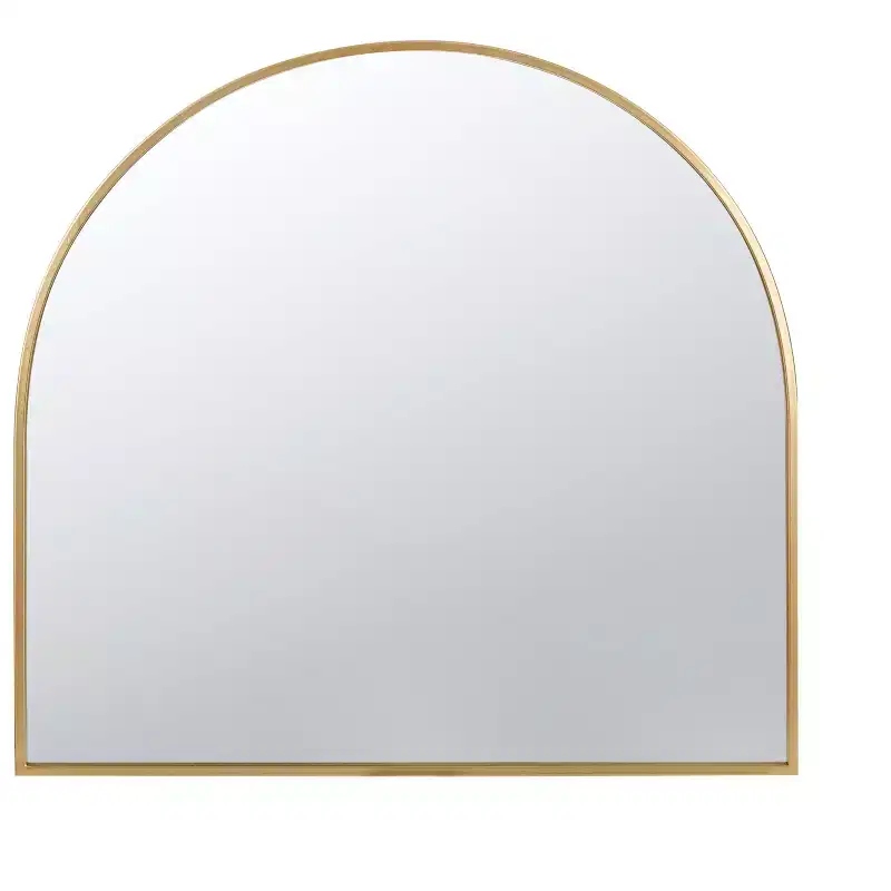 33 x 31 Inch Arched Decorative Wall Mirror with Gold Iron Frame